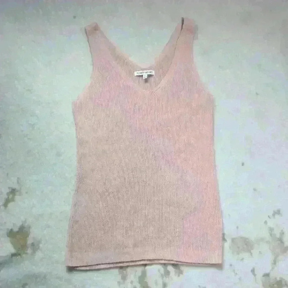ELIZABETH & JAMES Tunic Length Knit Sleeveless V Neck Tank Peach Women Med - Picture 1 of 10